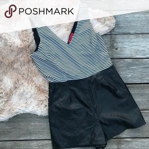 Stripes v neck romper